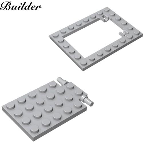 Little Builder Plate 6x8 Trap Door Frame Flush 4x5 Trap Door Flat Hinge Building Block Part MOC Toy compatible 92099+92107 3pcs
