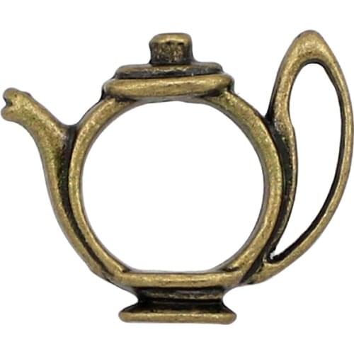 50pcs-Antique Bronze Teapot Spacer Connector Link Caps Charm Pendant 23x20mm