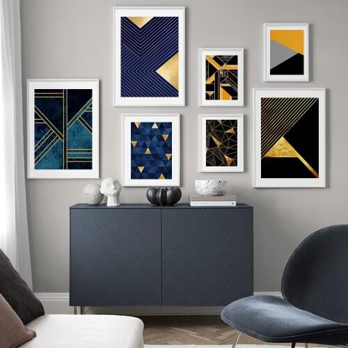 Abstract Single Line Wall Art Oil Painting Blue Back Minimalist Wall Art Canvas Poster Print Nordic Picture Home Decor