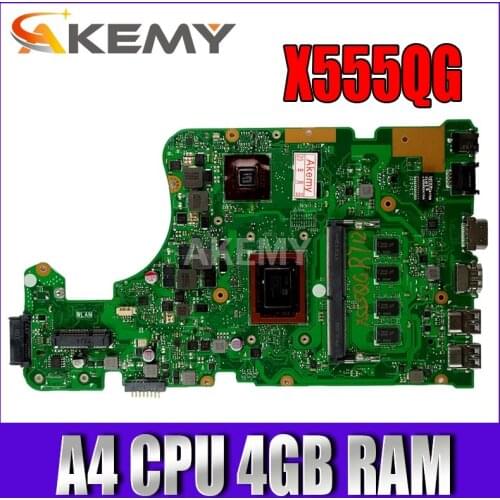 Akemy For Asus A555Q X555QG X555BP X555B laptop motherboard 2GB graphic Mainboard A4 CPU CPU 4GB RAM