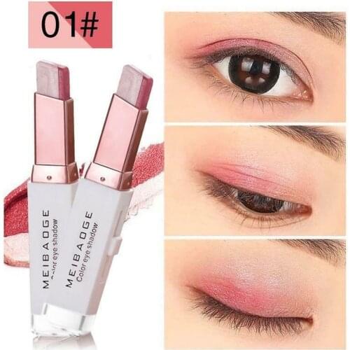 Glitter Double Colour Gradient Eyeshadow Stick Pencil Two Tone Eye Shadow Pen Changeable Eye Makeup Waterproof 6 Colors