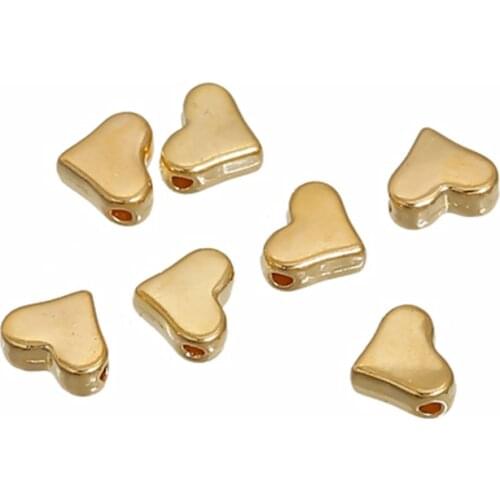 DoreenBeads Zinc Based Alloy Spacer Beads Heart Shape Beads Gold Silver Color For Jewelry Making 7mm x 6mm Hole: 1.2mm