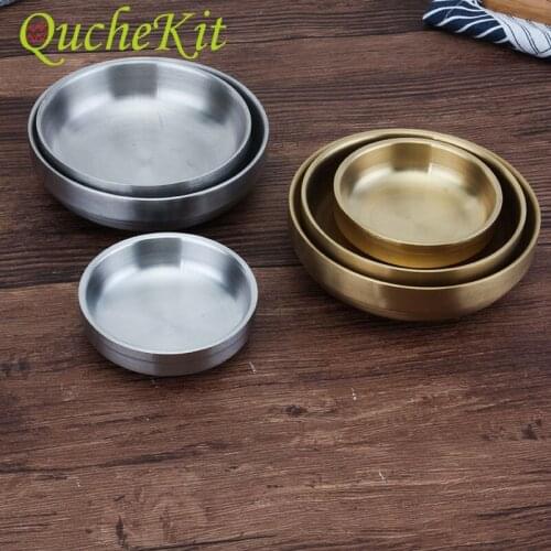 Stainless Steel Seasoning Bowl Gold Tomato Sauce Cups For Kitchen Oil Spice Plates Children Double Layer Insulation Rice Bowls