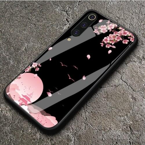 Tempered Glass Case For Xiaomi Mi A1 A2 A3 CC9e 8 SE 8 Lite 9 Lite 9Pro 10T Lite Note 10 Pro Shockproof Cover Tulips Flower Case