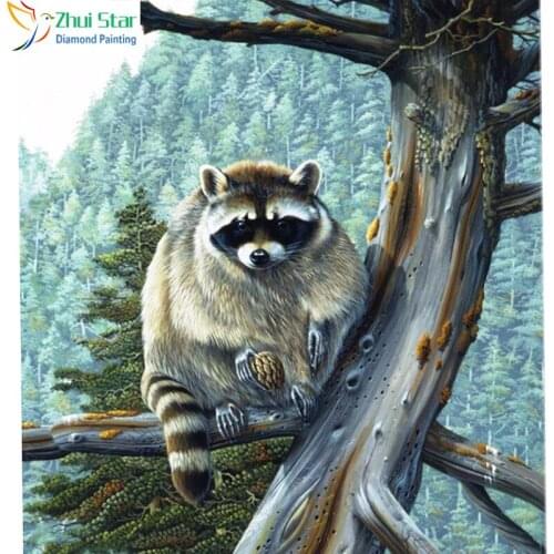 Zhui Star 5D DYI all Square drill Diamond Painting Embroidery Raccoon Cross Stitch Rhinestones Diamond Mosaic home decor gift