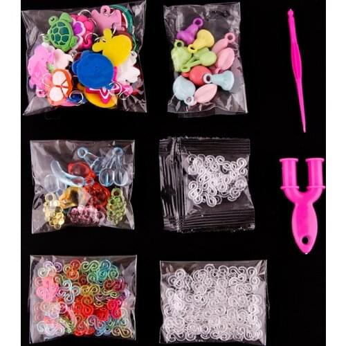 DIY Loom Rubber Band Bracelet Pendants Tassel Rope Girl Gift Colorful Fruit Beads Toy Jewelry Making S Bulb Buckle Accessories