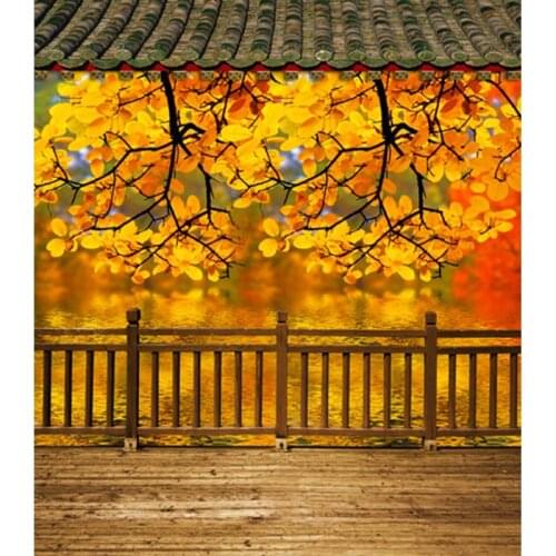 Autumn golden leaves background photography fotografia fabric outdoor photo backdrops for photo studio props photocall CM-6783