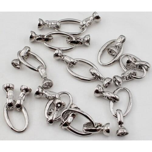 10 Pcs Jewelry Findings Circle Oval Copper Gold Plated Clasps For Pearl Bracelets Necklaces Making DIY Craft Accessories