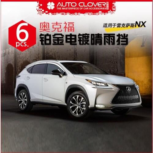 Chrome Door Visor Side Window Deflector Shade Sun Rain Shield Silver Trips Eaves for Lexus Nx