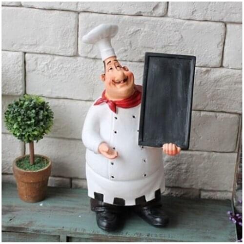 Italian Chef Figurines Kitchen Decor with Chef Chalkboard Counter Top Chef Figurine Collectible Kitchen Chef Decor Statue