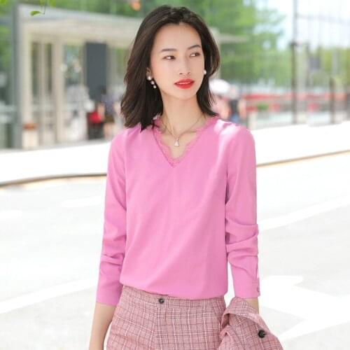 IZICFLY New Style Fall Spring Pink Tops For Women Full Sleeves Fashion Plus Size Korean Shirt Slim Casual Office Elegant Blouse