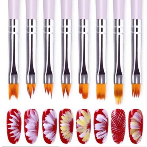 8pc 14.8cm Acrylic Manicuring Brush Nail Art Flower Drawing Pen Painting Brushes Dotting Manicure Nail Gel Varnishes Tool T0623