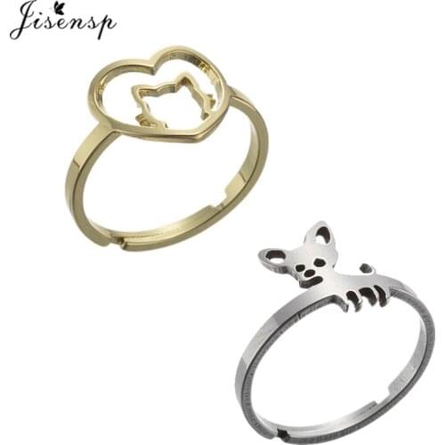Cute Cat Puppy Animal Ring Fashion Adjustable Chihuahua Dog Couple Rings for Women Love My Pet Jewelry Lover Gift Accessories