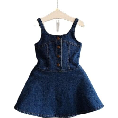 Summer Baby Girls Denim Backless Dresses Toddler Kids Overalls Jeans Dress Fashion Children Bull-puncher Sundress Girls Clothes