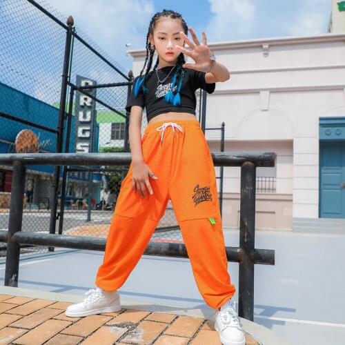 2021 Summer Hip Hop Girls Street Dance Clothes Cropped Tops Casual Pants For Kids Hip Hop Dance Outfit Jazz Practice Wear BL6714
