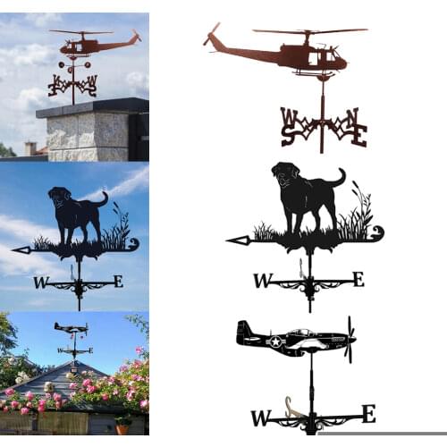 Weather Vane Roof Wind Direction Indicator Kit Bracket Weathervane Iron Funny Wind Speed Spinner Vane Garden Decorations