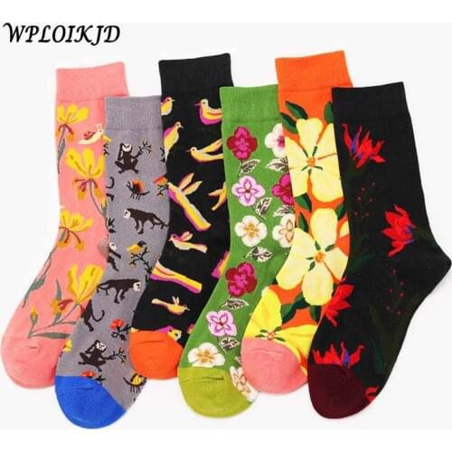[WPLOIKJD]Cute Art Creative Funny Happy Socks Harajuku Wedding Hip Hop Socks Men Skarpetki Calcetines Hombre Divertidos Unisex