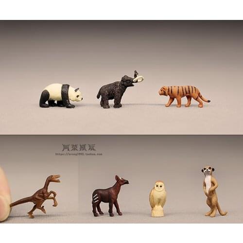 Miniatures Animals Model Ornaments Dinosaur Mammoth Tiger Panda Bison Fairy Garden Accessories Moss Decor Action Figures Toys