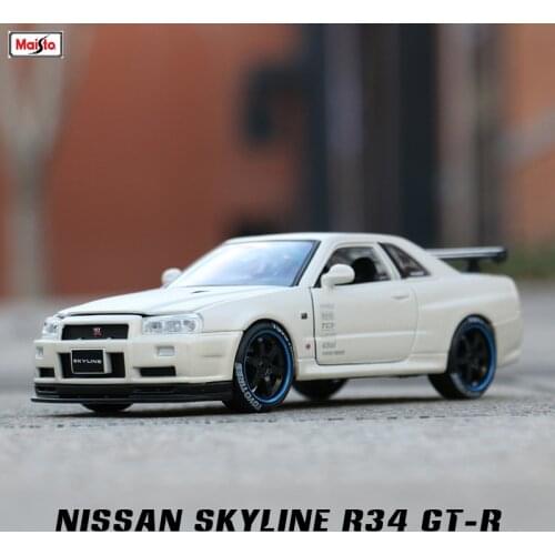Maisto 1:24 Nissan Skyline GT-R R34 modified version alloy car model simulation car decoration collection gift toy