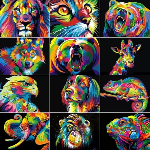 5D DIY Diamond Painting Animal Lion Cat Cross Stitch Kit Full Drill Square Embroidery Mosaic Art Picture Crystal Decor Gift