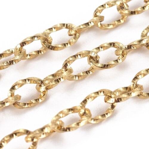 About 10m/roll 304 Stainless Steel Cable Chains Unwelded Oval Textured Chain for jewelry making DIY Bracelet Necklace Accessorie