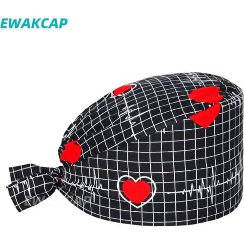 New surgicals cap printing cotton nursing hat dentist lab accesorios medicos one size working bouffant scrub caps