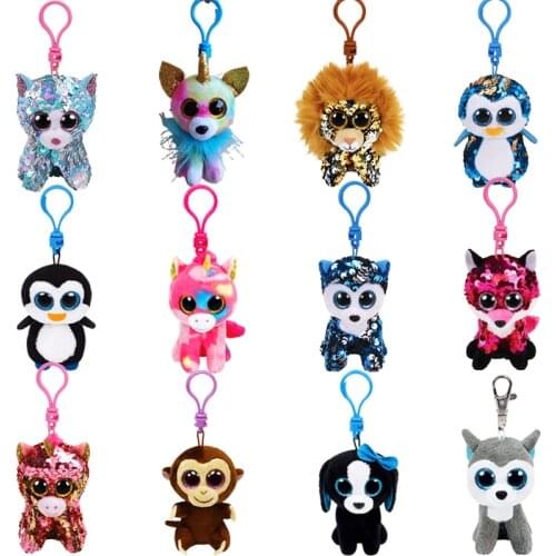 New Ty Big Eyes Beanie Keychain Plush Stuffed Animal Toy Backpack Decoration Christmas Birthday Gift For Boys Girls