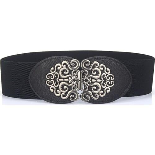 New Metal Vintage Cummerbunds Female Woman Belt Elastic Bow Wide WomenS Belts Beads Accossery Elegent Dress Waistbands Lady