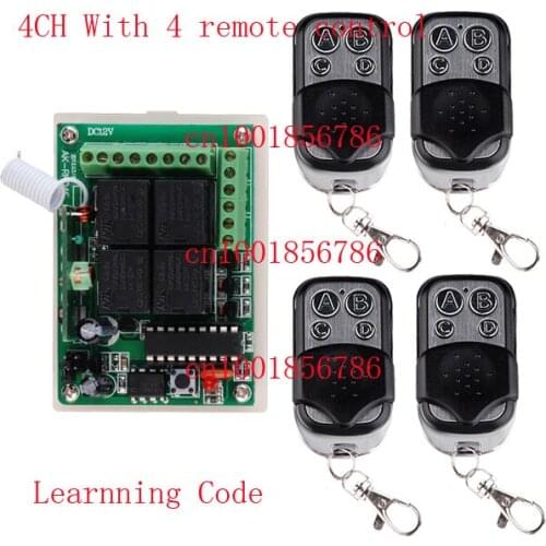 New # DC 12V 10A 4 Channels Learning Code RF Wireless Remote Control Switch Systems Receiver 4 Transmitter