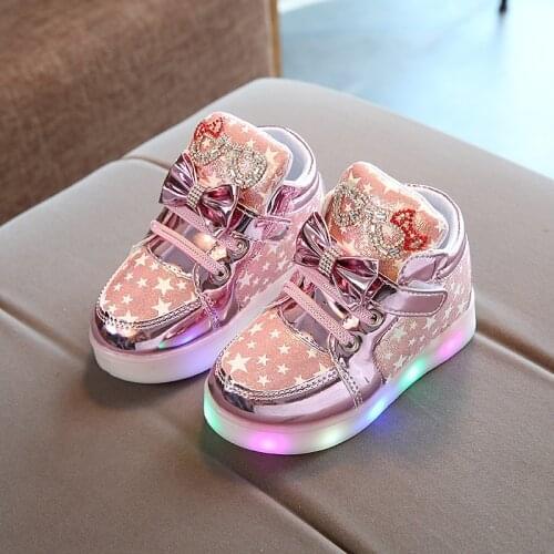 2021 Autumn fashion kids girls glowing sports shoelaces flashing boys glowing non-slip kids Casual sneaker Size 21-30