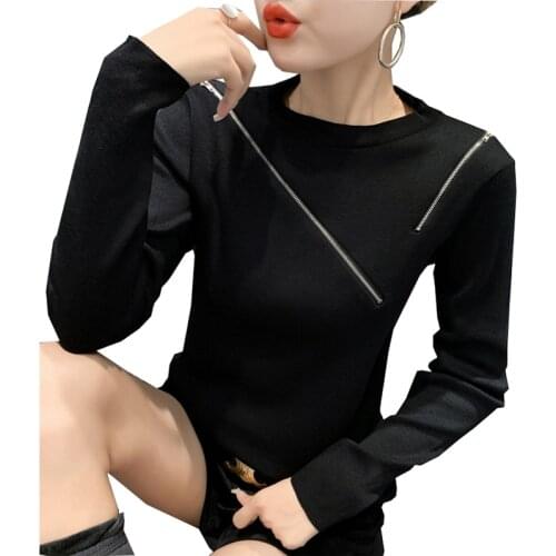 Autumn Womens Sweater 2021 New Fashion Zipper Top Long Sleeve Bottoming knit Sweater Casual Woman Outer wear pullover Sweater