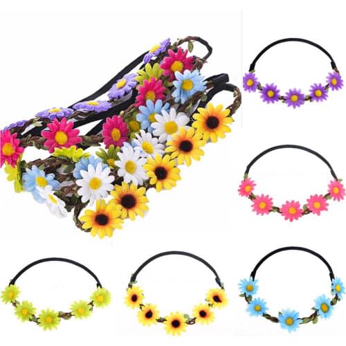 Flower Bohemia Headband Hair Accessories Women Girls Beach Flower Hair Bands Headband for Girls Elastic Flower Crown Headband
