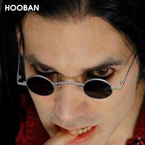 HOOBAN Gothic Small Round Sunglasses Women Men Vampire Style Brand Design Sun Glasses Unisex Vintage Retro Eyeglasses Shade