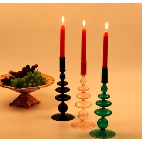 European-style flower-shaped high-foot striped glass candlestick making window display props model room decoration