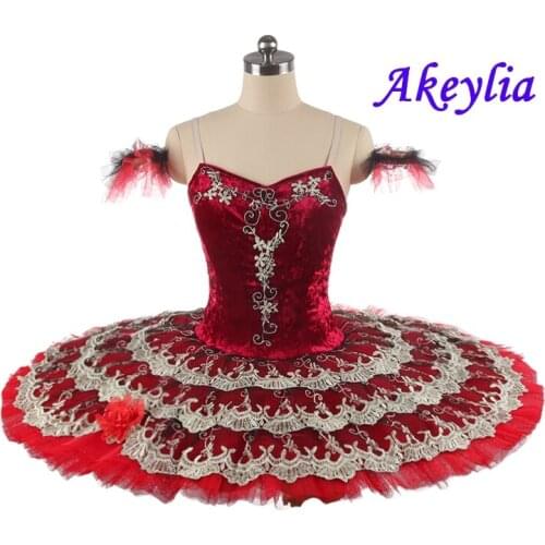 Quixote Ballet Tutu Costume Red Black Professional Tutu Pancake Spanish Adult Ballerina Kitri Classical Tutu Handmade Women