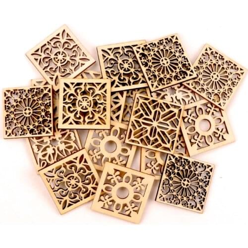 10pcs Chinese Style Retro Frame Wooden Pattern Round Square Scrapbooking Craft Handmade Accessory Home Decoration DIY 40mm MZ382
