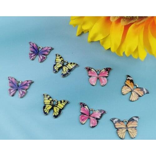 10pcs Animal butterfly Enamel Metal Charms for Earring Bracelet DIY Jewelry Making