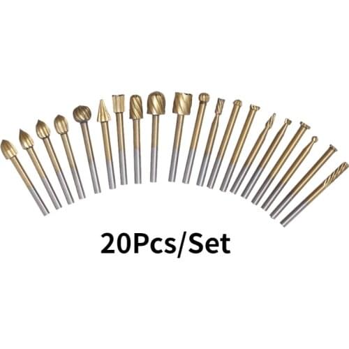 20-piece Set High-speed Steel Carpentry Rotary Sickle Electric Mill Mill Milling Knife Engraving Knife / Wood Carving Tools