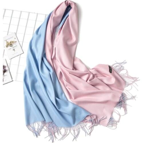 2019 luxury brand cashmere women scarf winter warm double sides shawls and wraps wool pashmina female foulard thicken blanket