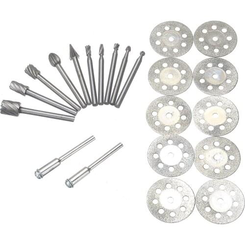 22pcs Cut Tungsten Carbide Rotary Burr Bit Set Metal Cutting Carving Drilling Polishing Bits for Grinder