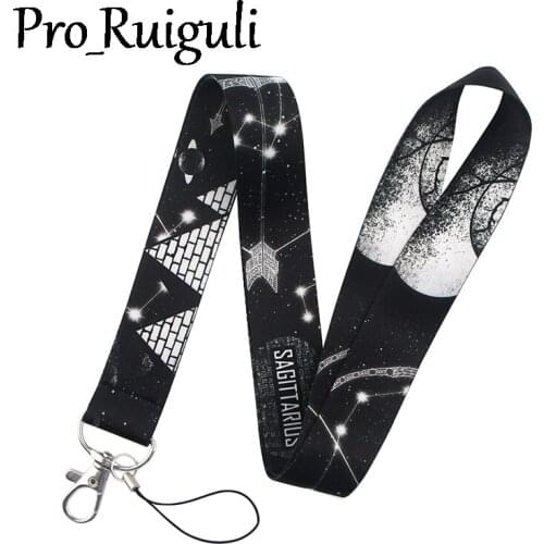 30pcs Constellation LEO Sagittarius Art Key Chain webbings ribbons Neck Strap for Phone Keys ID Card Cartoon Lanyards Hang Rope