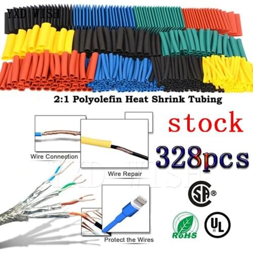 328PCS Polyolefin Insulation Heat Shrink Tubing Tube Sleeve Wrap Wire Assortment Shrinkable Tube Wrap Wire Cable Sleeves Set Hot