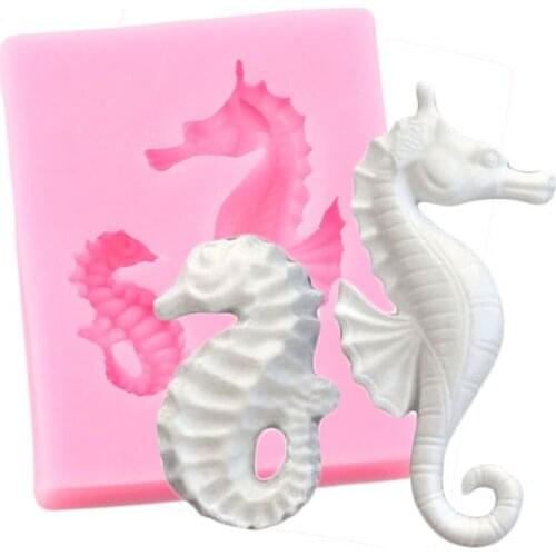 3D Sea Horse Silicone Mold Hippocampus Animal Cupcake Topper Fondant Cake Decorating Tools Chocolate Gumpaste Moulds Resin Molds