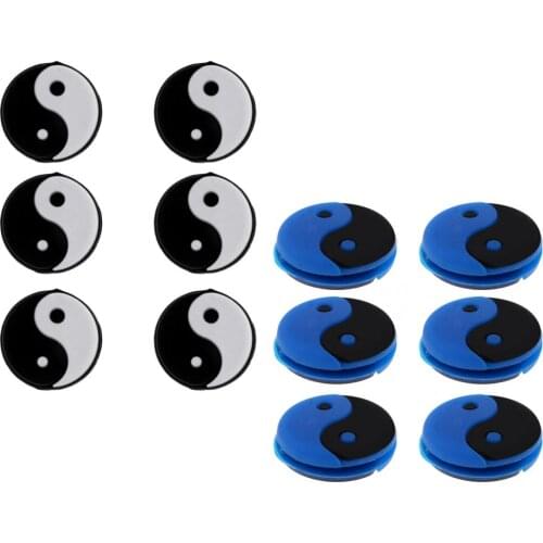 6 Pieces/Pack Yin Yang Tennis Racquet Vibration Dampener Shock Absorb Damper