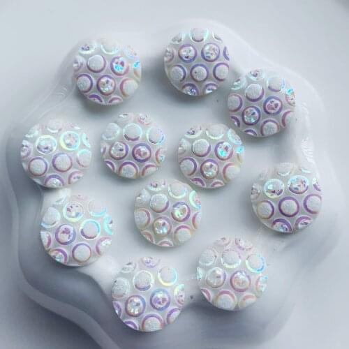 60Pcs 12mm AB Color crystals Resin Round Rhinestone trim DIY Wedding Dress stick button -S950