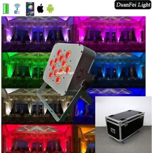 8pcs +charging flycase) Stage led wash wall uplight remote led battery par 12x18w rgbwa uv 6in1 wireless led par