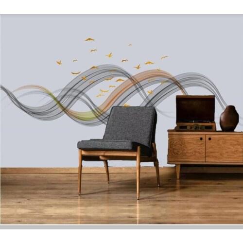 Papel de parede Abstract flying bird gold line landscape 3d wallpaper mural, living room tv wall bedroom wall papers home decor