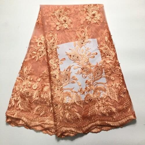 African Lace Fabric for Sewing Clothes with Bead Lace Fabric 5 Yards, Nigerian Lace Fabric 2021 High Quality Lace AM4426 Wide