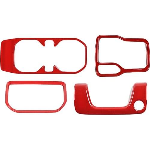 Car 4-DW Gear Shift Panel Front Cup Holder Armrest Box Keyhole Trim Kit for Jeep Gladiator JT Jeep Wrangler JL 2018