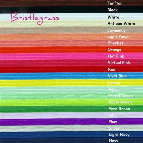 BRISTLEGRASS Combo 5/8" 15mm Solid Color Shiny Fold Over Elastics FOE Spandex Band Hair Tie Headband Dress Lace Trim DIY Sewing